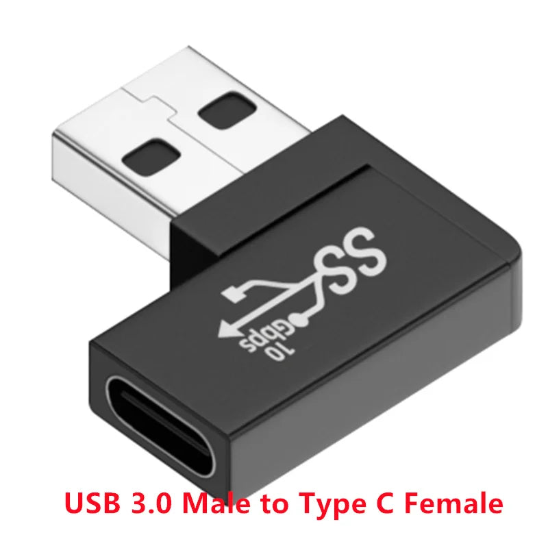 90 Degree Right Up Down Angled Micro USB Male to Type C Female Extension Adapter for Laptop PC Chargers Converter