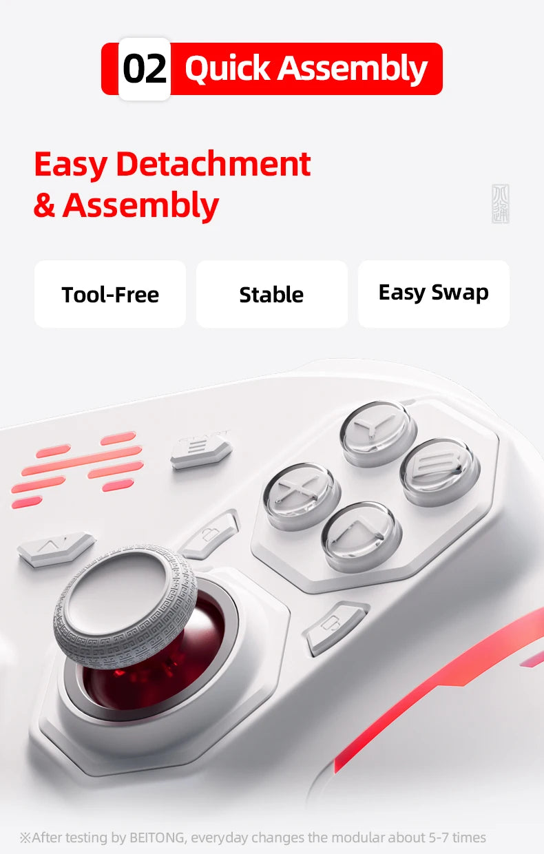 BEITONG PANGU Modular Wireless Controller, DIY Layout, Tool-Free Swap, TMR Joystick, for Switch/PC/Android/iOS