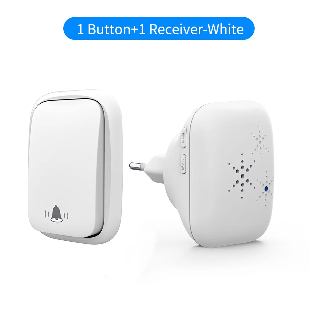 SIXWGH No Battery Self Powered Wireless Doorbell EU Plug Long Range Home Door Bell 38 Tunes 4 Volume Control