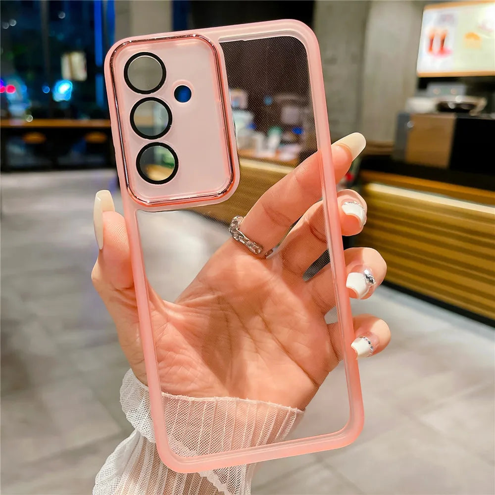 Phone Case For Samsung S23 Ultra S20 S21 FE S22 Plus M13 M33 M53 M14 M54 A31 Camera Protection Film Transparent Silicone Cover