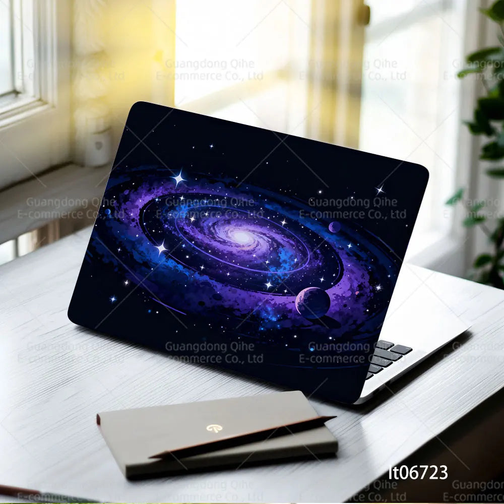 2PCS Galaxy Planet Laptop Skin Sticker, Space Black Hole Universe Design Decal Cover for Macbook HP Dell Lenovo 11-17 inch