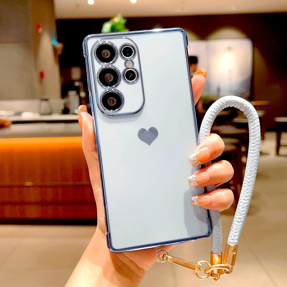 Soft TPU Chain Lanyard Case For Samsung Galaxy S26 S25 S24 S23 S22 S21 Ultra Plus FE A57 A37 A17 A56 A16 A36 A55 A15 5G 4G Cover
