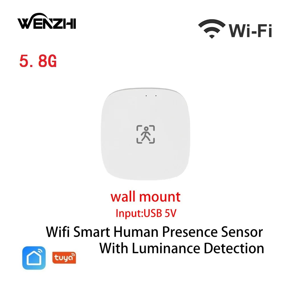 ZigBee / Wifi MmWave Human Presence Motion Sensor With Luminance/Distance Detection 5/110/220V Tuya Smart Life Home Automation