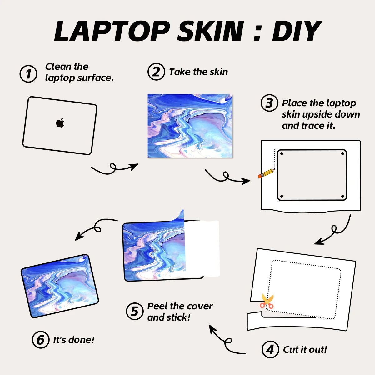 2pcs Luxury Rose Gold Marble Laptop Sticker Self-Adhesive Anti-Scratch Skin MacBook Notebook PC Keyboard Waterproof Skin Decor