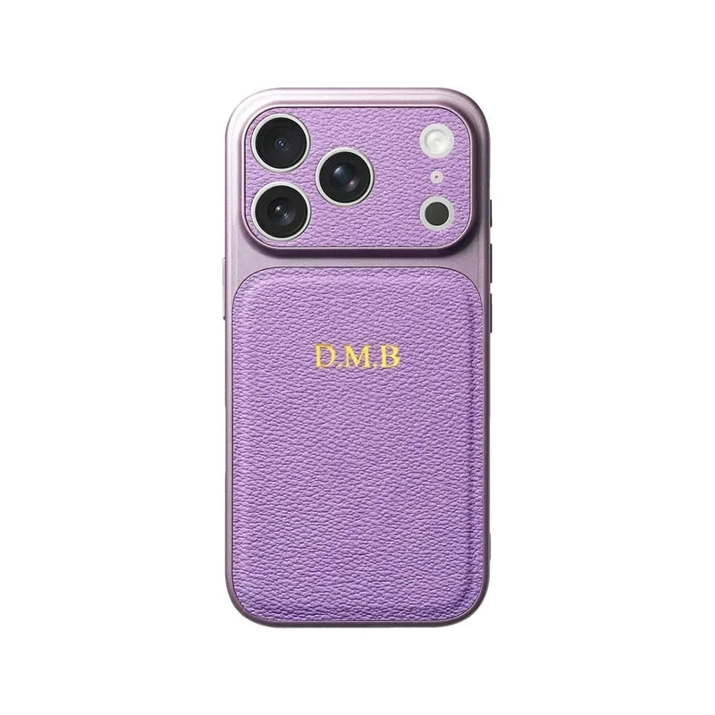 Personalized Luxury Classic Faux Leather Case For iPhone 18 17 16 15 14 13 Pro Max Air Custom Name Gold Hot Foil Engraved Case
