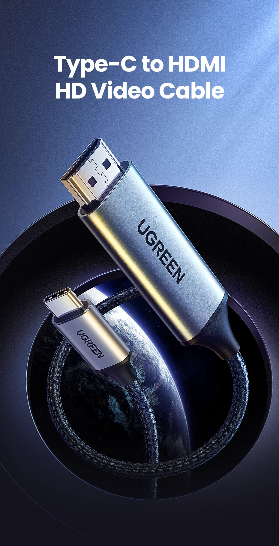 UGREEN USB C HDMI Cable Type C to HDMI 4K for iPhone 15 TV Converter MacBook Air iPad Samsung Pixelbook XPS USB C HDMI Adapter