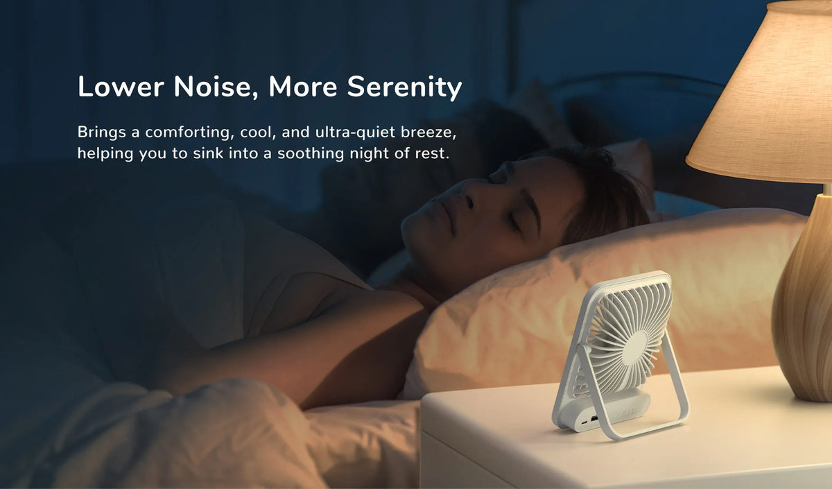 JISULIFE Portable Small Desk Fan Ultra Quiet Table Fan USB Rechargeable Cooling Fan With 4 Speed Powerful Wind Offices Fan