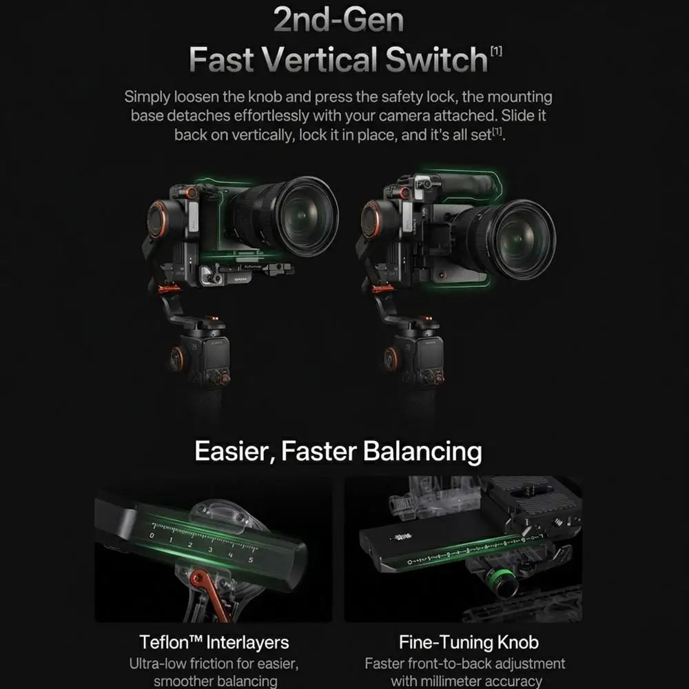 Hohem iSteady MT3 Pro AI Camera Gimbal Stabilizer 2.5KG Payload with CCT RGB Fill Light Touch Screen for DSLM/Phone/Action Cam