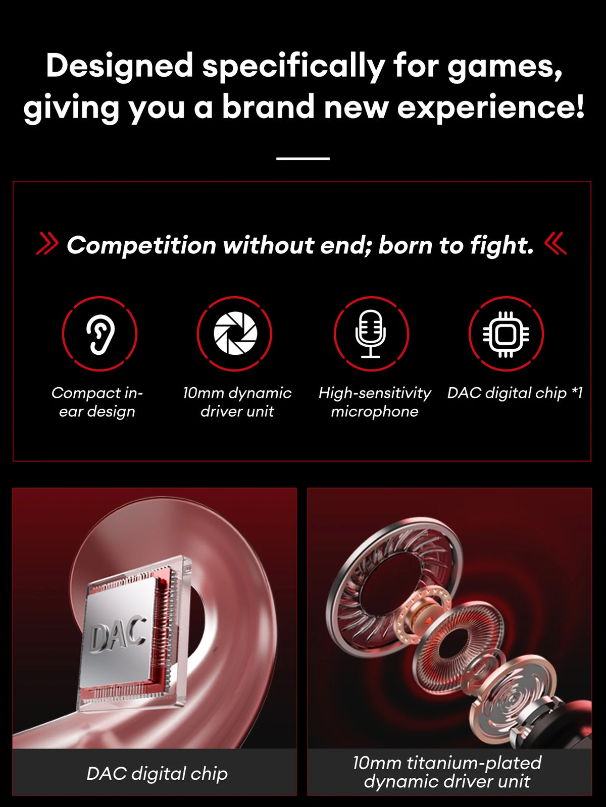 Lenovo YF38 Wired Earphones Type-C/3.5mm Gaming Headphones HiFi-level Dynamic Sound Ultra-low Latency Earbuds W Mic Tangle-Free