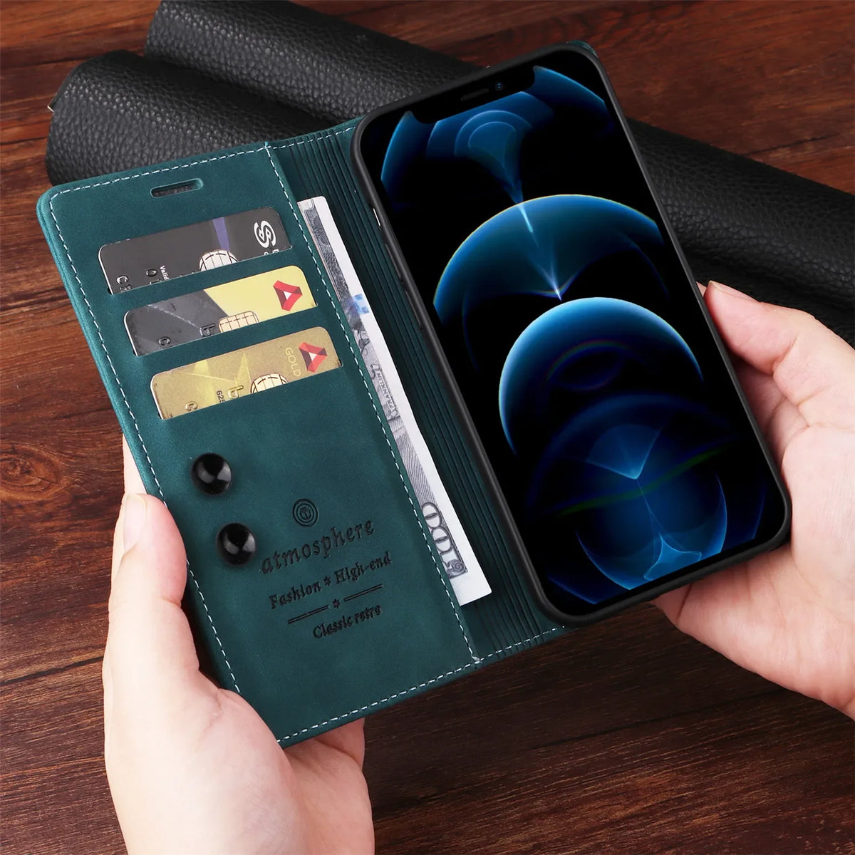 Leather Wallet Case For Samsung Galaxy S25 Edge S26 Plus S24 S23 S22 S21 FE S20 S10 S9 S8 Note 20 Ultra 10 Pro Flip Phone Cover