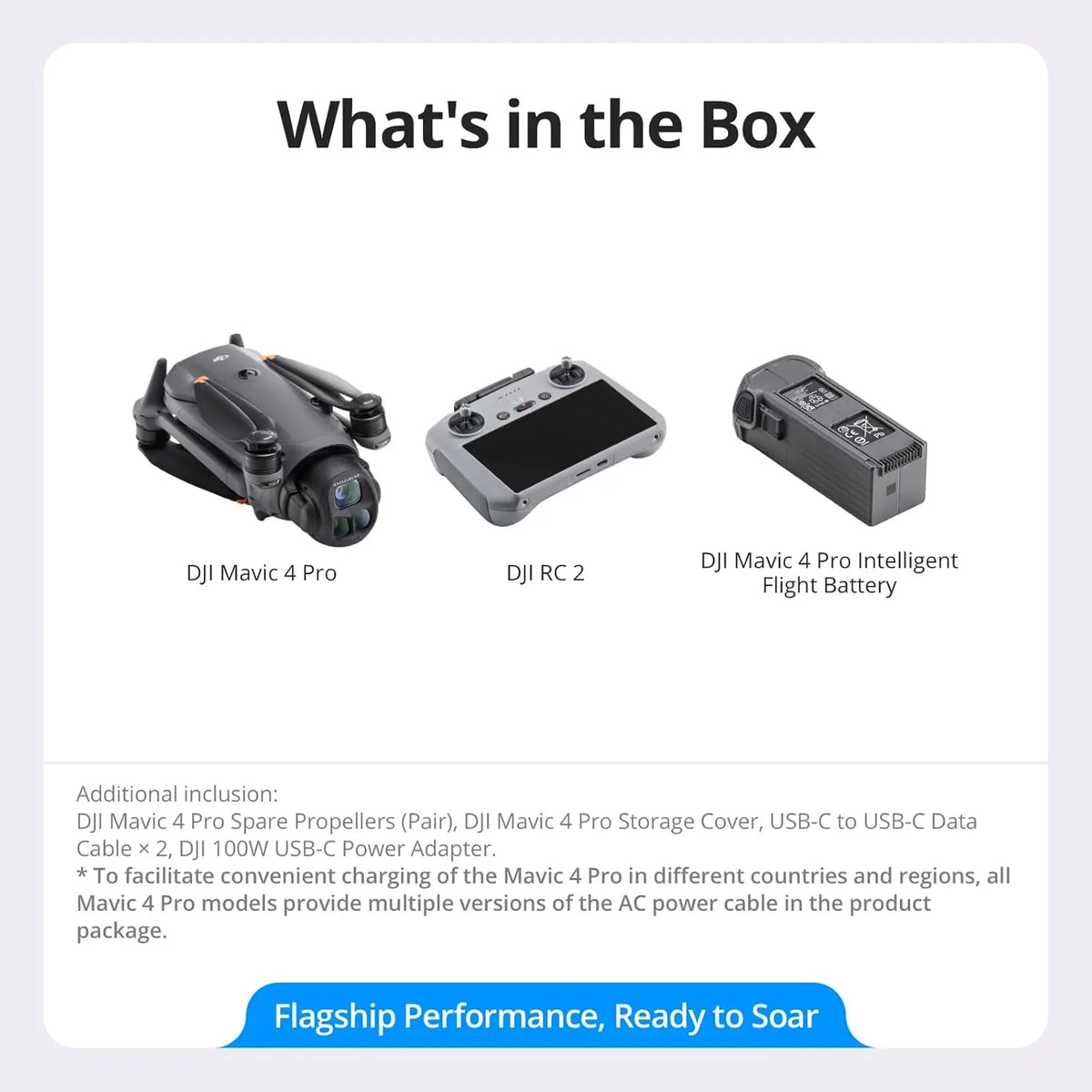 Refurbished DJI Mavic 4 Pro Flagship Tri-Camera Drone with 100MP 4/3 CMOS Hasselblad Camera, 30km/18.6mi Video Transmission, 51-Min Max Flight Time, Charging Hub, and More