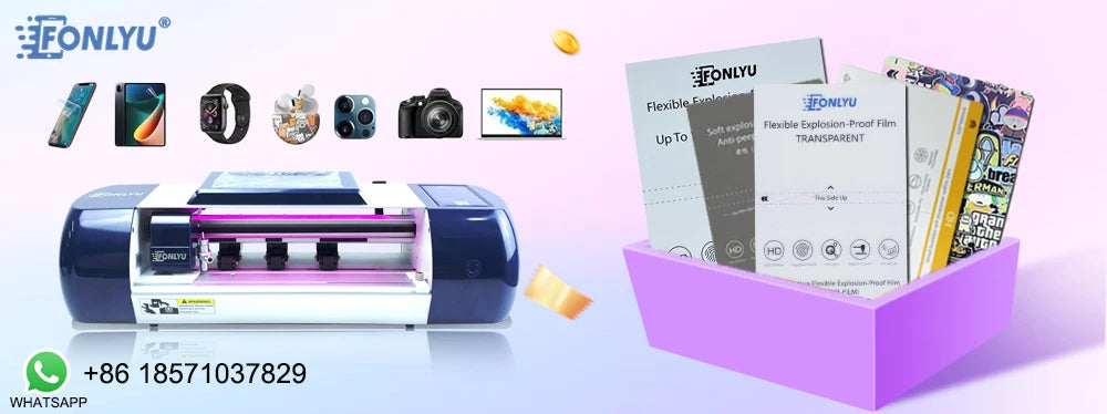 FONLYU 50pc 3D Embossed Back Skin Sticker Protective Film Rear Decorative Sheet For Mobile Phone Hydrogel Film Cutting Machine