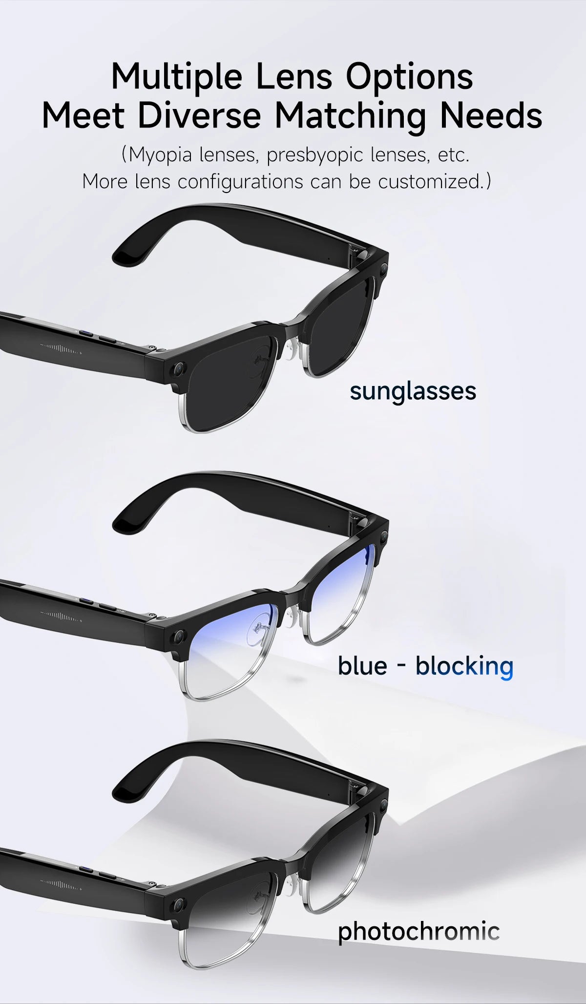 2026 New HD 800W Pixel Smart Glasses with Camera 1080P Video Recording WIFI ChatGPT Translation Music Call Earphones Sunglasses