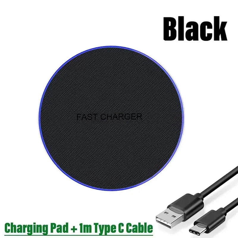 Ultra-Thin Fast Wireless Charger Pad for Samsung Galaxy S25 iPhone 17 16 15 14 13 Pro Max Wireless Induction Charging Station