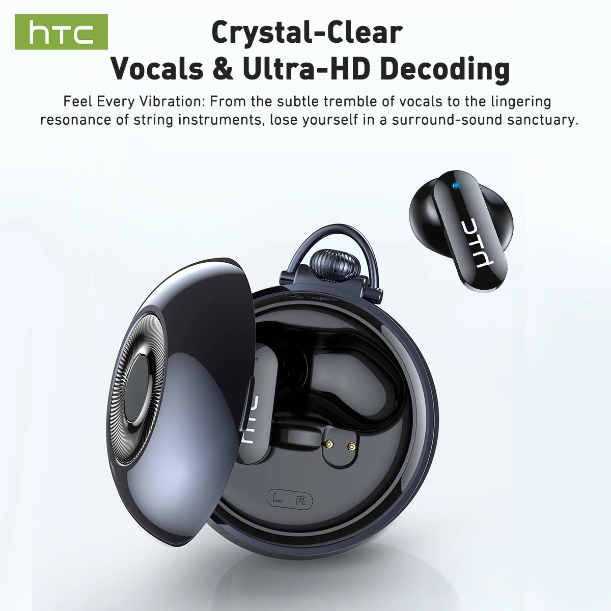 HTC NE71 True Wireless Earbuds ANC Noise Cancelling Bluetooth 6.0 22H Playtime In-Ear Comfort Gaming Low Latency