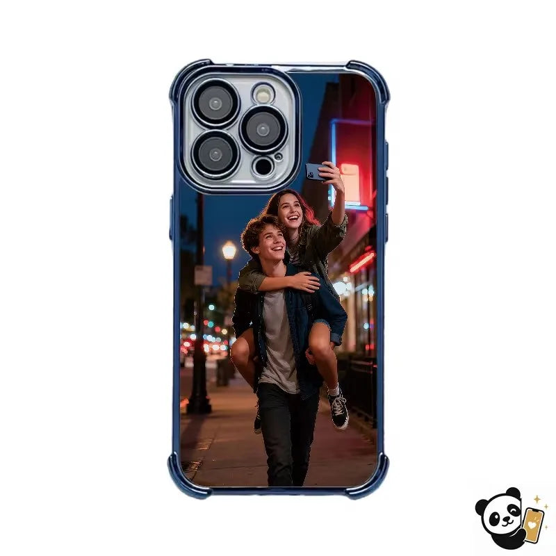 DIY Custom Couple Photo Electroplated Phone Case For IPhone18 17 16 15 14 13 12 Pro Max Plus Air 17e 16e Personalized Back Cover