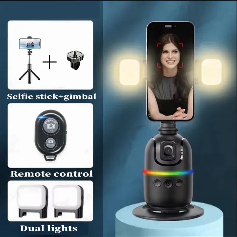Roreta Multifunctional Selfie Stick with Light Anti Shake Shooting Image Stable for iPhone Smartphone Handheld Gimbal Stabilizer