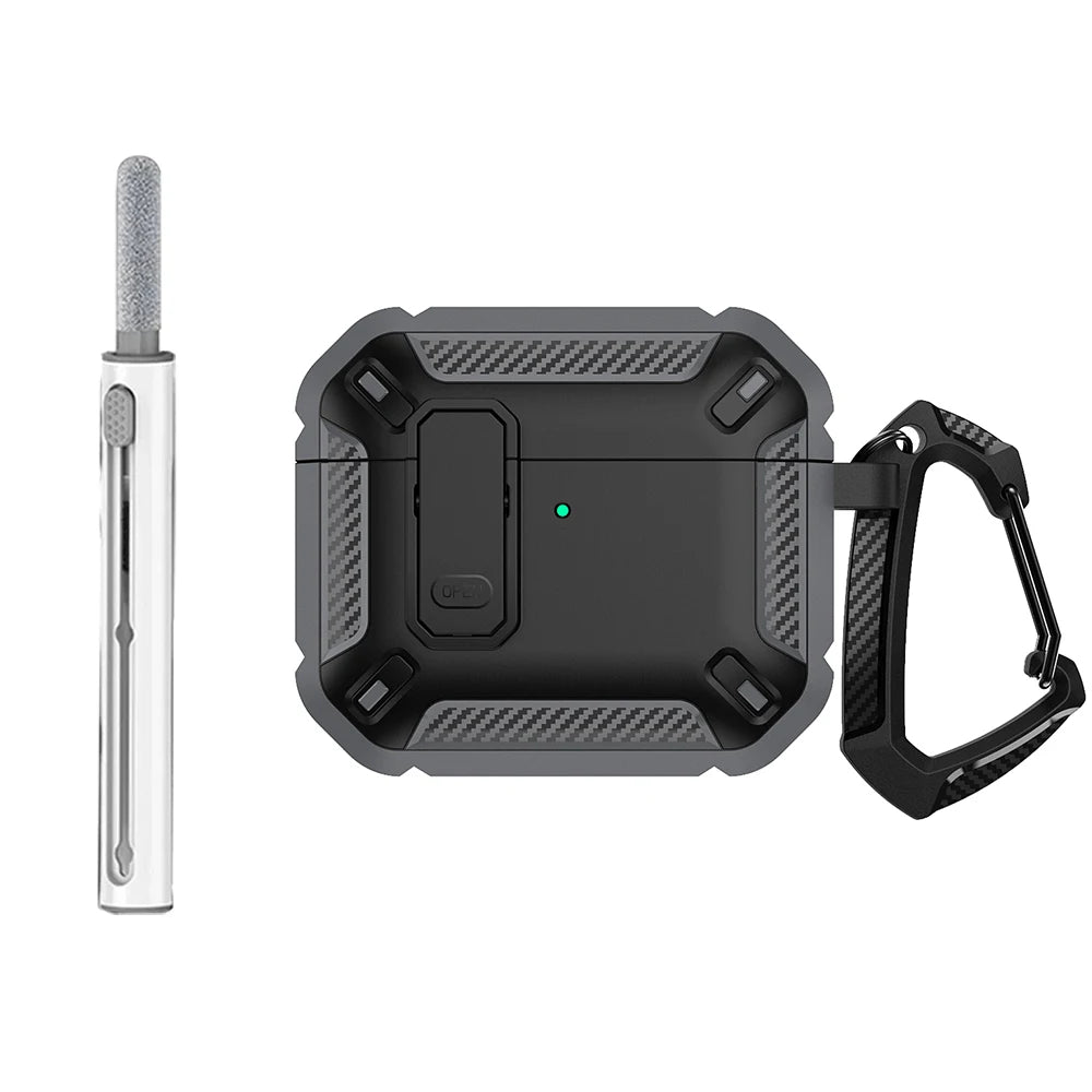 Security Lock Case For AirPods 4 4th Gen Cover TPU PC Protective Cases For Apple AirPods 5 Fundas Earphone Accessories With Hook