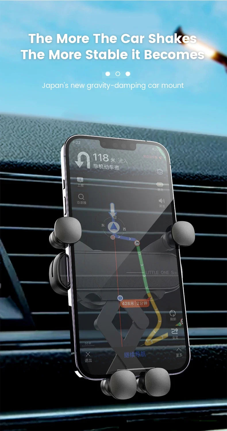 Gravity Car Phone Holder Air Vent Mount Cell Phone Holder in Car Mobile Support For iPhone16 15 14 13 12 Xiaomi GPS Stand