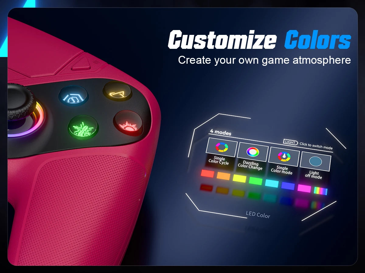 RGB Gamepad For Playstation 5/PS5 Pro/Slim/PC Wireless PS5 Controller 3D Game Joystick Dual Vibration Macro/Turbo Function