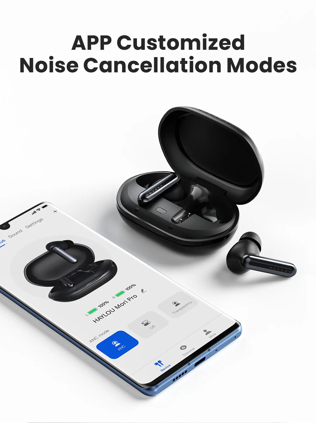 HAYLOU Mori Pro Bluetooth 5.4 Earphones Wireless 43dB Adaptive Hybrid ANC Hi-Res LDAC Earbuds 6 Mic Headphones 28H Battery Life