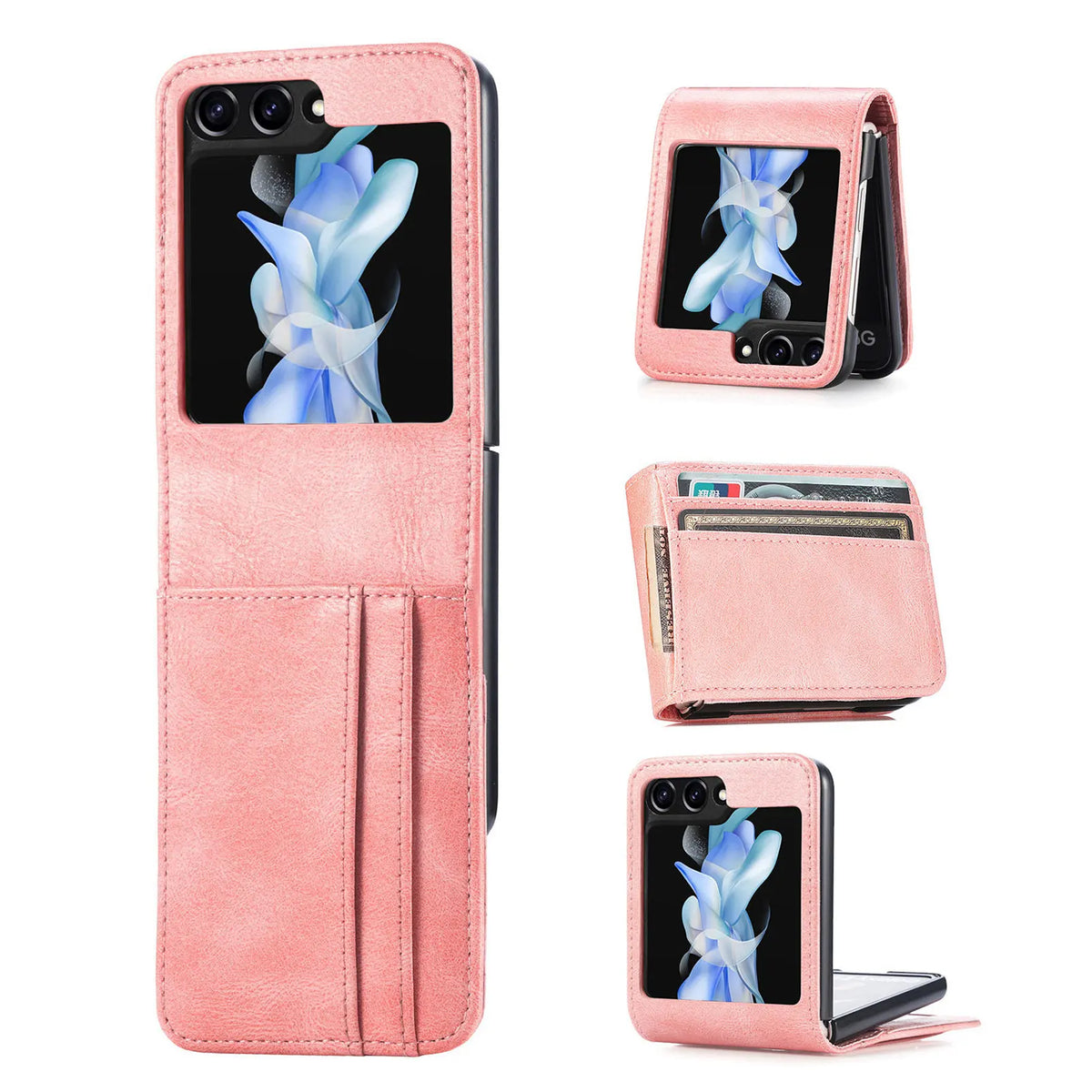 Luxury Card Holder Leather Phone Case For Samsung Galaxy Z Flip 8 7 FE 6 5 4 3 Flip8 Fold Wallet Photo Frame Business Back Cover