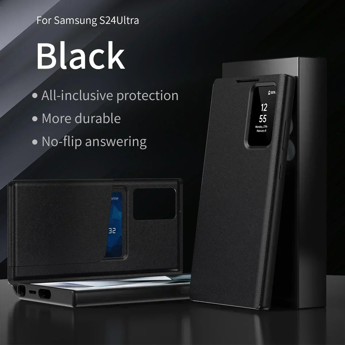 Original Business S-view Leather Flip Case For Samsung S25 S24 S23 S22 Plus Ultra LED Display Windows Card Pockets Protect Cover
