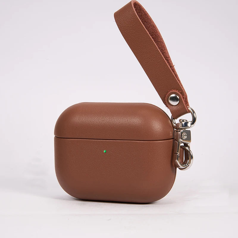 Genuine Leather for Apple AirPods Pro 3 Case Luxury Sheep Skin Protective Cover for AirPods Pro 3rd Generation 2025 Coffee Color