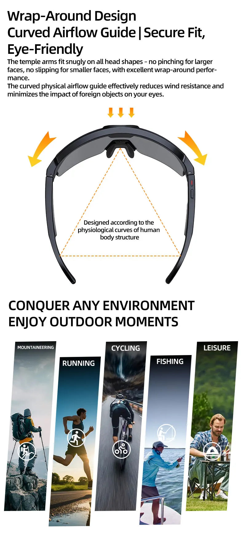 2026 New AI Smart Sports Glasses with 30MP Camera 4K Anti-shake Bicycle Riding Shooting Artifact Dual Mic 32GB Windproof Goggles