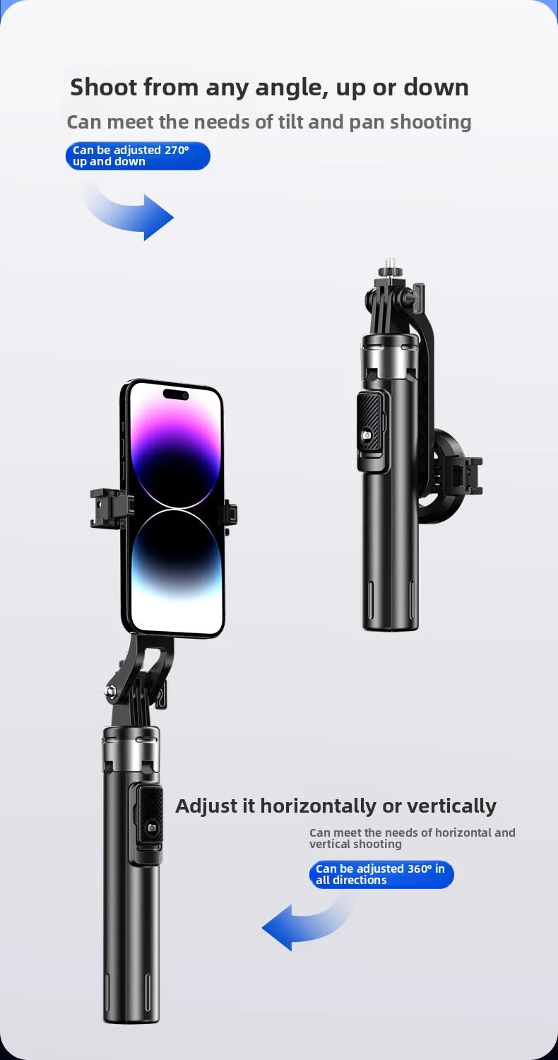 P135 Magnetic Bluetooth Selfie Stick Tripod, Universal Phone Floor Stand with 4-Leg Stable Base, Wireless Remote Photo Shooting,