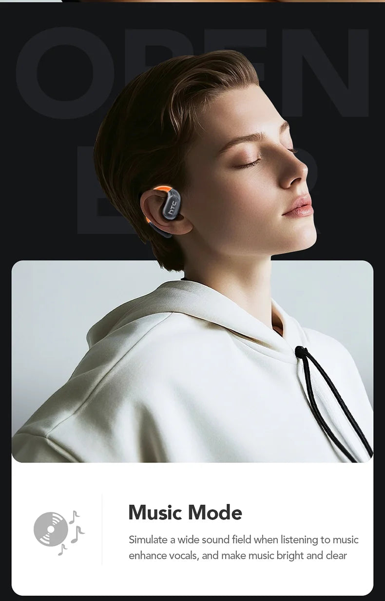 HTC NE27 Bluetooth Earphone AI Translation Earbuds OWS Sport Headphone Touch Screen Ultra Long Battery Life Wireless Headphone
