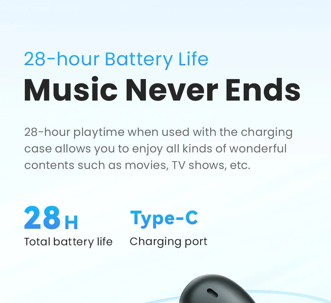 HAYLOU Mori Pro Bluetooth 5.4 Earphones Wireless 43dB Adaptive Hybrid ANC Hi-Res LDAC Earbuds 6 Mic Headphones 28H Battery Life