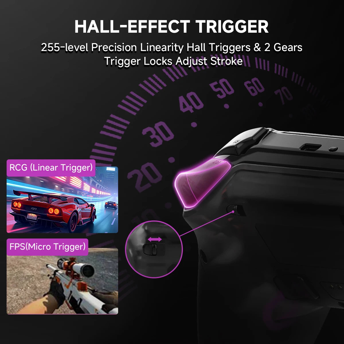 Transparent Wireless Controller HG-04D for PS5/PC/iOS/Android/Steam with BT 5.3,Macro Button,Touchpad,Hall Triggers & Joystick