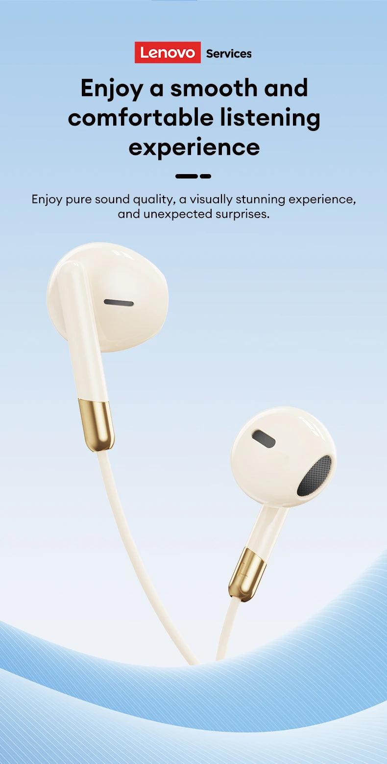 Lenovo Y106 3.5mm TypeC Wired Earphone With Microphone In Ear Wire-controlled Headset HiFi Sound Gaming Earbuds Low Latency New