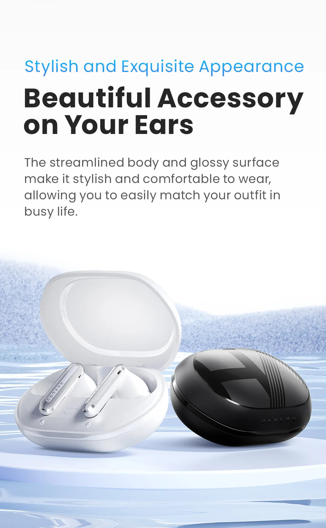 HAYLOU Mori Pro Bluetooth 5.4 Earphones Wireless 43dB Adaptive Hybrid ANC Hi-Res LDAC Earbuds 6 Mic Headphones 28H Battery Life