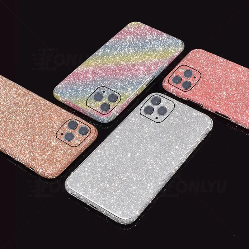 FONLYU 50PCS Bling Glitter Back Skins For iPhone Universal Decorative Rear Stickers For Screen Protector Film Cutting Machine