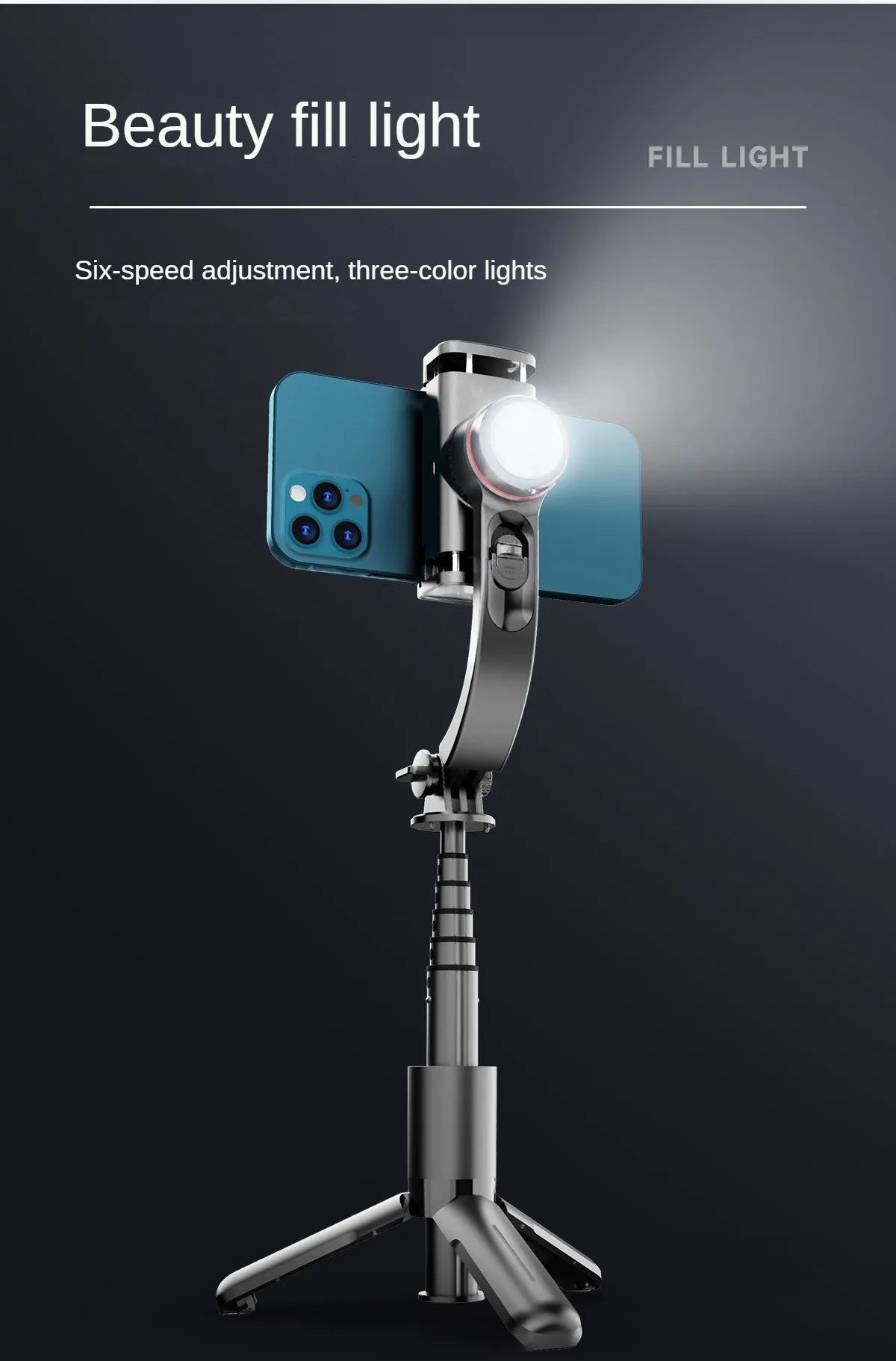 Mobile gimbal Stabilizer Foldable with Tripod Stand, Anti-Shake Function and Phone Holder for Live Streaming and Selfie Stick