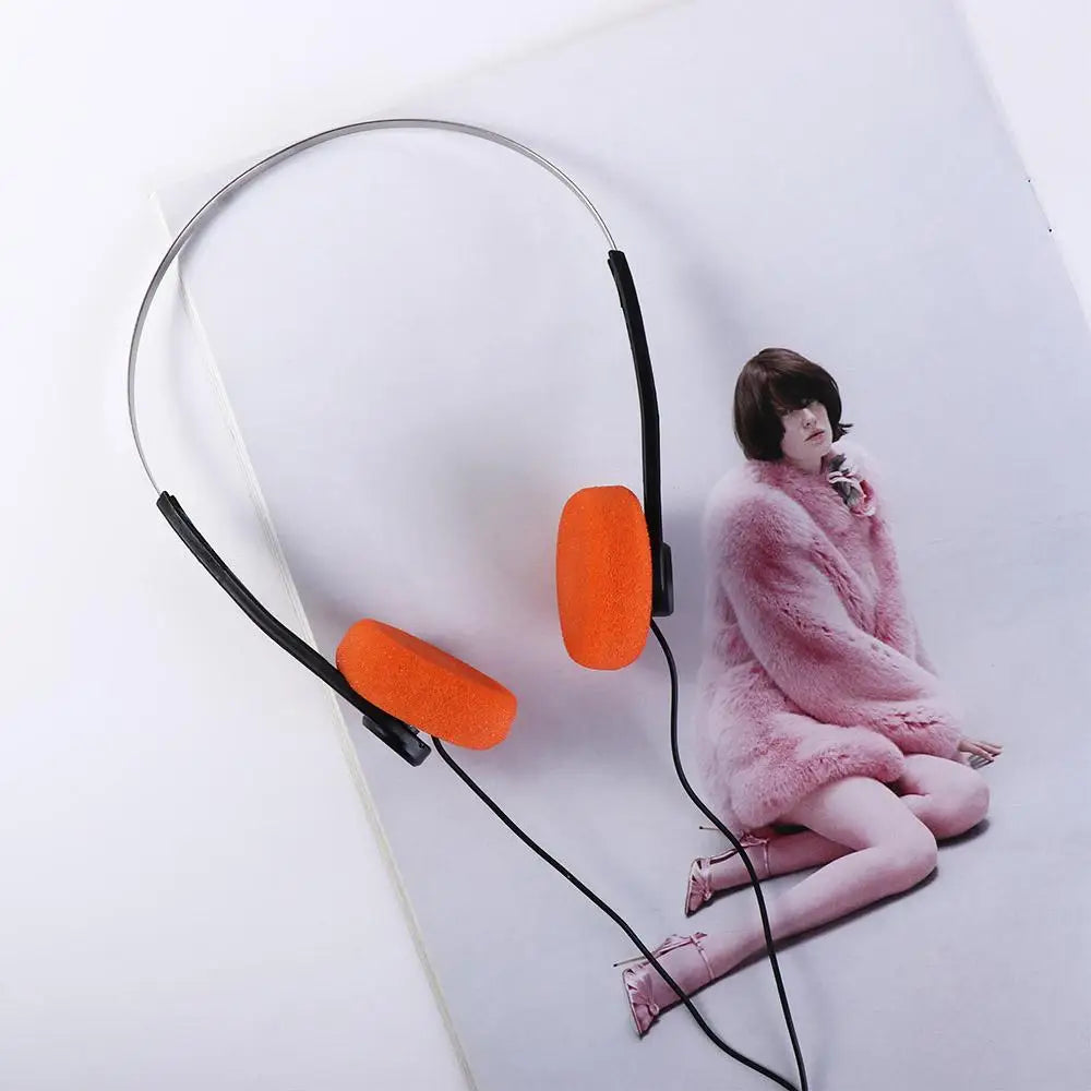 Personality Over Ear Underwire Headphone Vintage 3.5mm Retro Feelings Headphone 80s 90s Wired Music Mp3