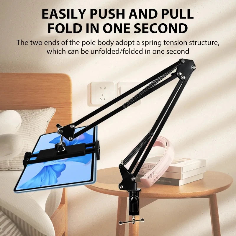 360 ° Adjustable Tablet Phone Stand Rotatable Long Arm Metal Holder for 4-11 Inch iPad iPhone Xiaomi Huawei Samsung