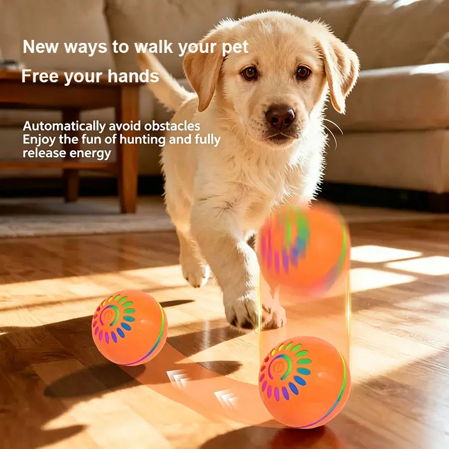 Interactive Smart Dogs Toys Balls - USB Automatic Moving Bouncing Ball for Puppy to Large Dog - Electronic Pets Ball Birthday Gi