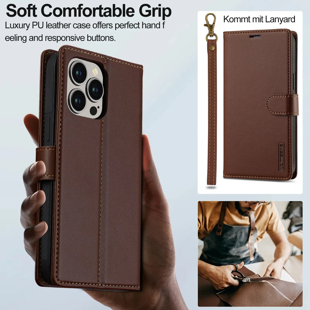 2 in 1 Removable Flip Leather Case For iPhone 18 17 16 Pro Max Air 15 14 13 12 11 Pro X Max XR 7 8 Plus SE Magnetic Wallet Cover