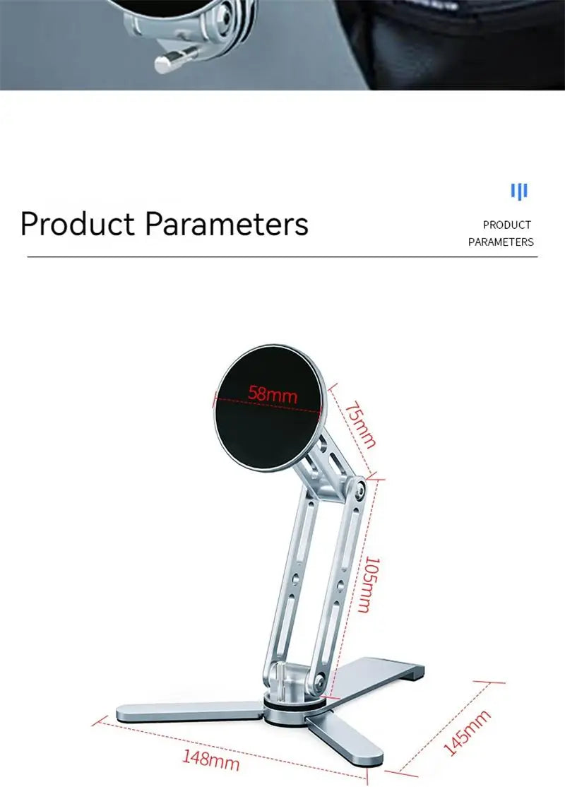 2-in-1 Alloy Magnetic Phone Stand, Foldable 360 Rotation, Handheld & Desktop Dual Use, Universal Compatible with Phone & Tablet