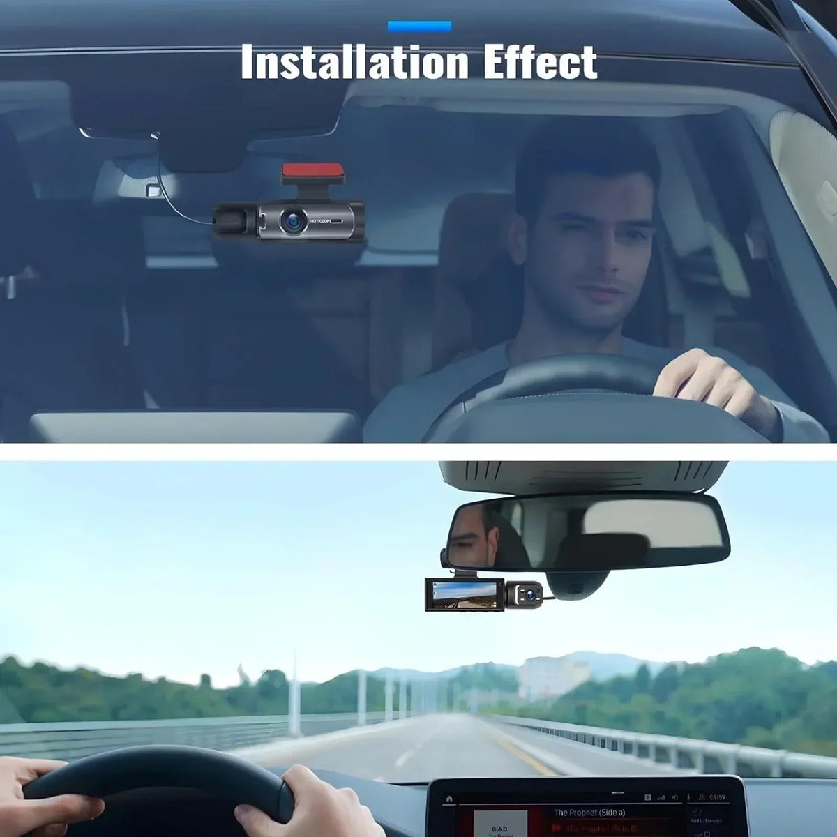 1080P HD Dual Lens Front and Rear Car Dash Cam Driving Recorder IR Night Vision G Sensor Parking Mode Motion Detection Three Point One Six Inch IPS Screen Wide Angle Loop Recording Supports One Hundred Twenty Eight GB Max H26