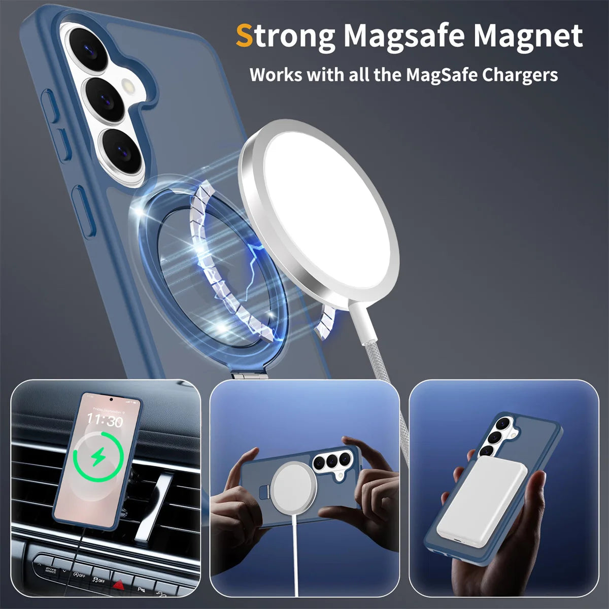 Magnetic for Magsafe Phone Case for Samsung Galaxy S25 Edge S26 Ultra S24 FE S23 A06 A07 A17 A16 A36 A56 Ring Holder Hard Cover