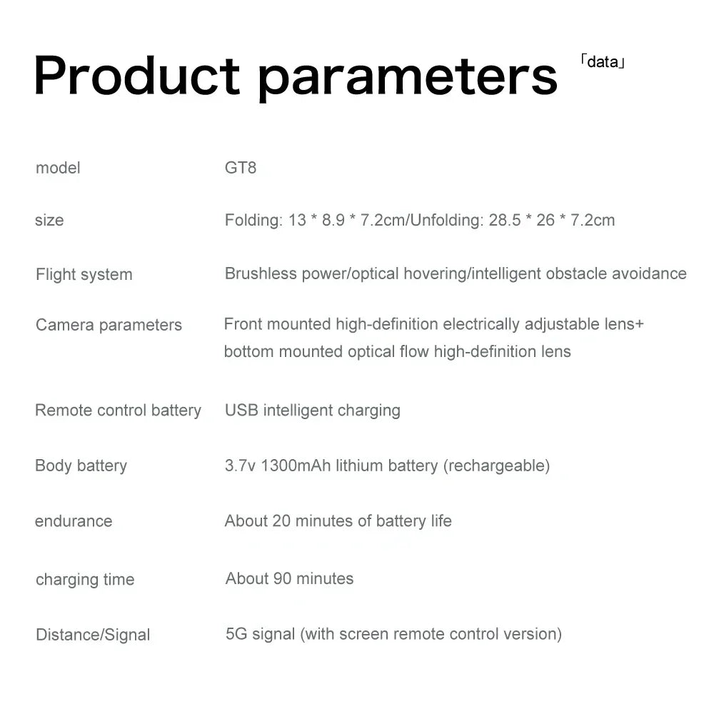 For Genuine GT8 Drone 4K Professional Dual Camera FPV GPS Brushless Motor Optical Flow Hovering Folding Quadcopter 4k 8K RC Dron