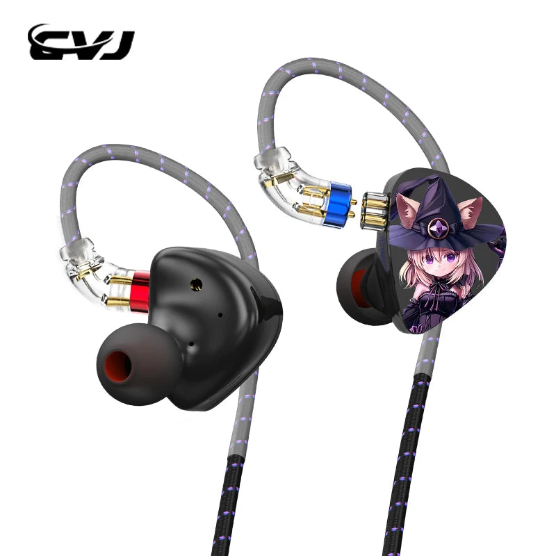 CVJ Night Elf IN Ear Monitors Earphones DLC 3DD Dual-Channel Three-unit HIFI IEM With QDC Silver-Plated Cable 3.5mm Metal Plug
