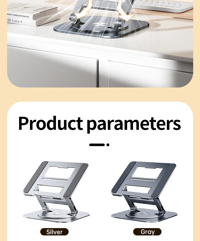Laptop Stand 360° Rotatable Notebook Holder Liftable Desk Riser Stand Aluminum Alloy Stand Compatible With 9.7-17.3 Inch Laptops