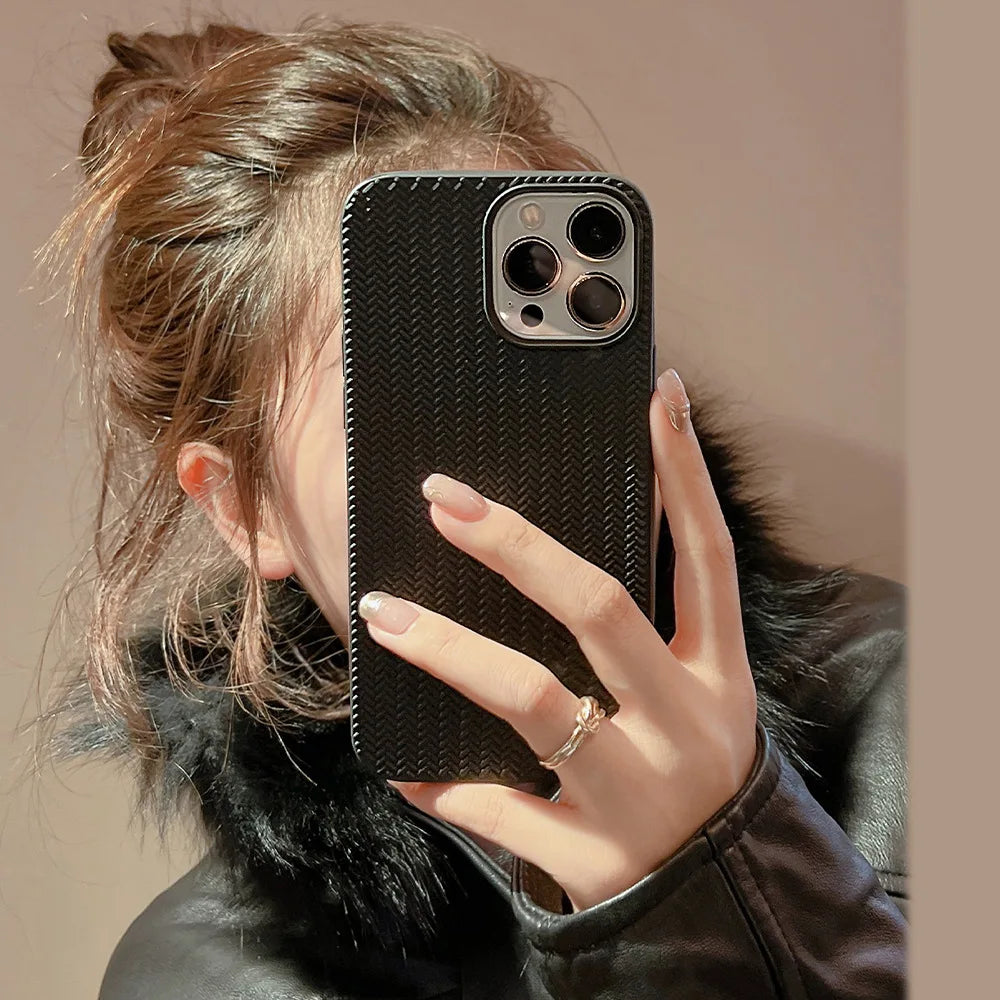 Colored Autumn and Winter Solid Weave Pattern Phone Case For Iphone 14 13 12 11 Pro Max X XR XSMAX 7 8 Plus Fashion New Products