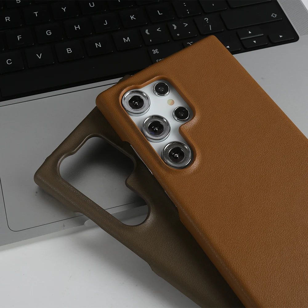 Handmade Premium Genuine Leather Magnetic Case for Samsung Galaxy S25 Ultra Case S24FE S23 S22 S21 S20 Note20Ultra Magsafe Cover