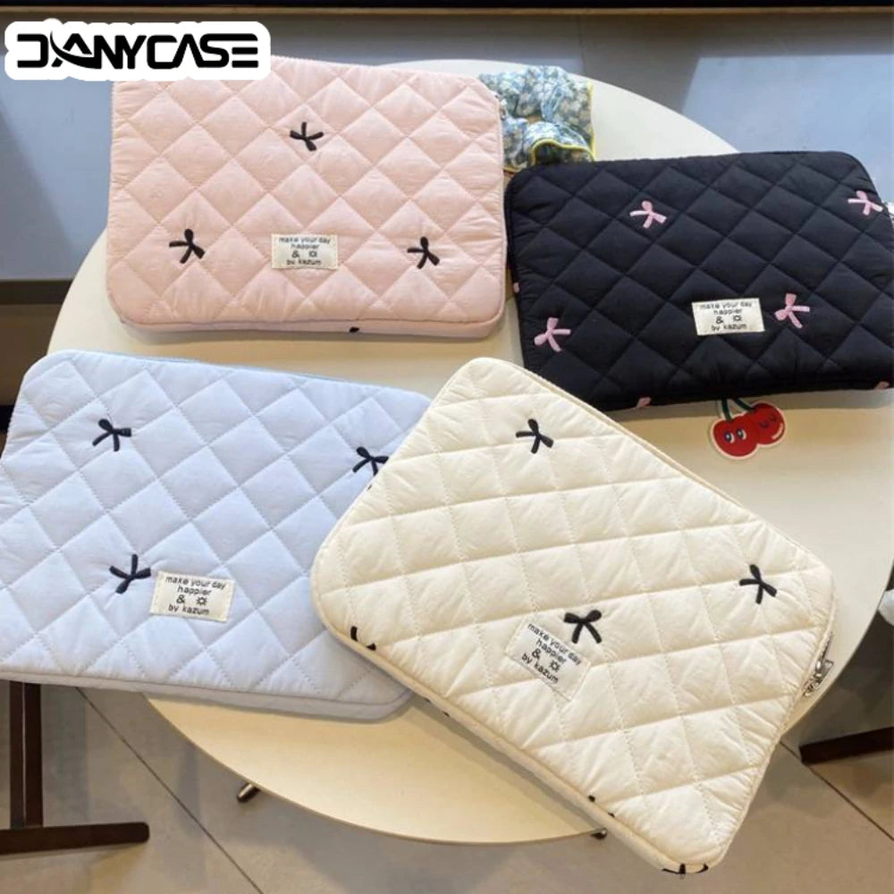New Bowknot Fluffy Laptop Bag 11/13/15In Shockproof Tablet Sleeve Case Printing Computer Cover Bag for iPad Tablet Protection